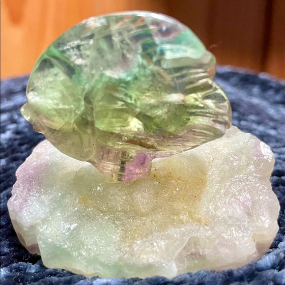 Kalifano Art Fluorite Crystal Vintage Hawaiian Flounder Stone Fish